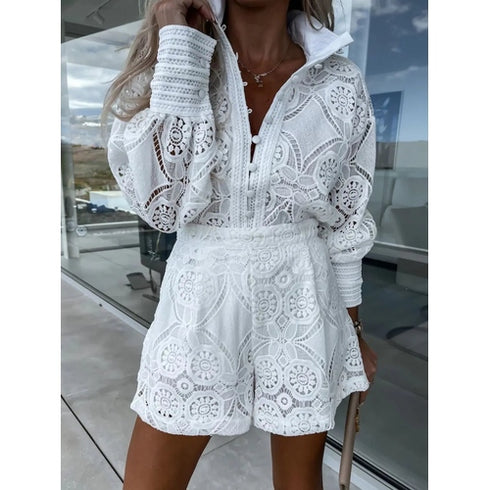 'Boheme' Long Sleeve Top and Shorts Set - Celes Fashion
